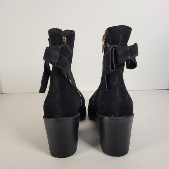 UGG FRAISE Black Suede Leather Whipstitch Back Bow Boot Women Size 7 - Picture 7 of 15
